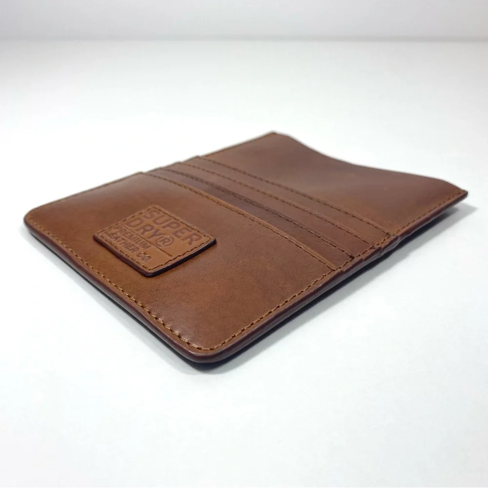 Superdry Premium Leather Cognac Brown Travel Wallet Passport Card Money Holder